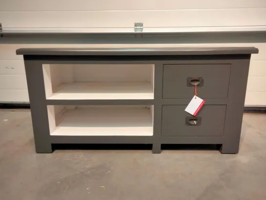 Antraciet grijs met wit klein tv meubel