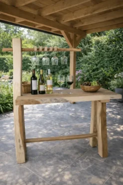 Bartafel met wijnrek suar hout