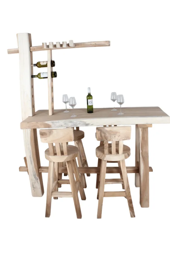 Bartafel met wijnrek suar hout