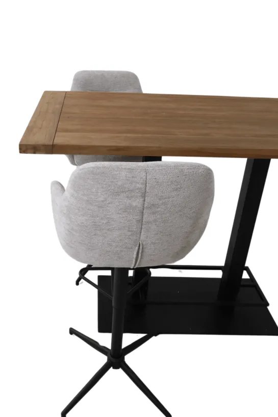 Bartafel teak houten blad en metalen poot