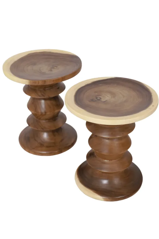 Bijzettafel in de vorm van een Kandelaar Suar Hout