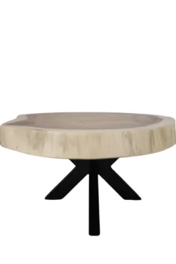 Boomstam salontafel met metalen poot