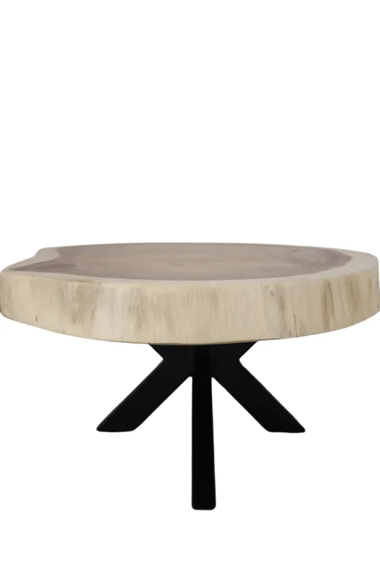 Boomstam salontafel met metalen poot