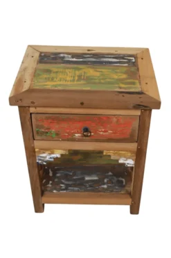 Boten houten nachtkastje met lade