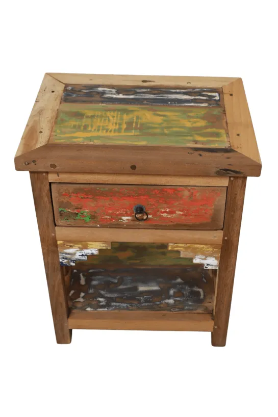 Boten houten nachtkastje met lade