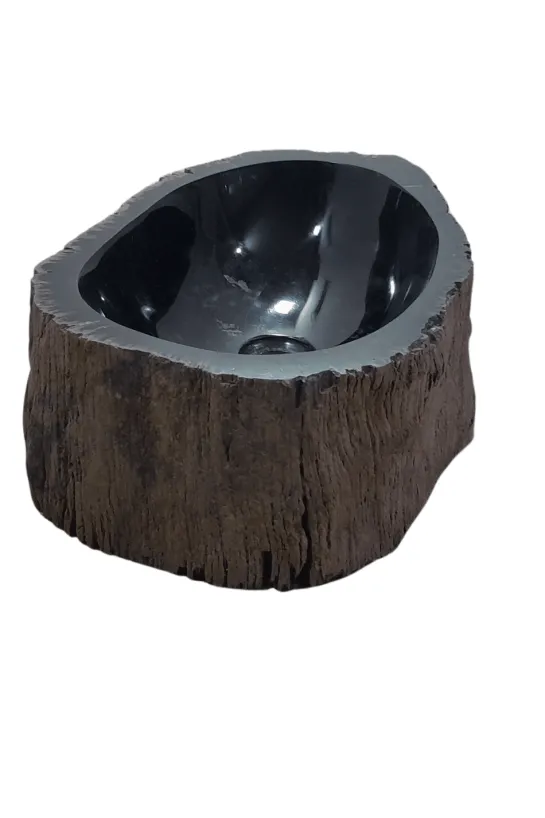 Fossiele wasbak – versteend hout 45 cm