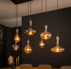 Gezellige hanglamp met glazen bollen karaf lamp 145 cm