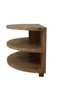 Half Ronde Bijzettafel voor aan bankstel – Gerecycled Teakhout 90×45 cm
