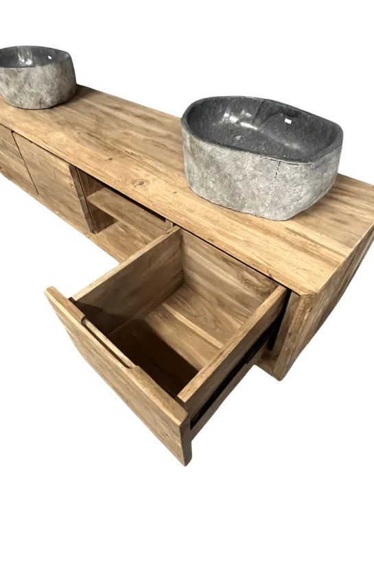 Hangend teak badkamermeubel 180 cm