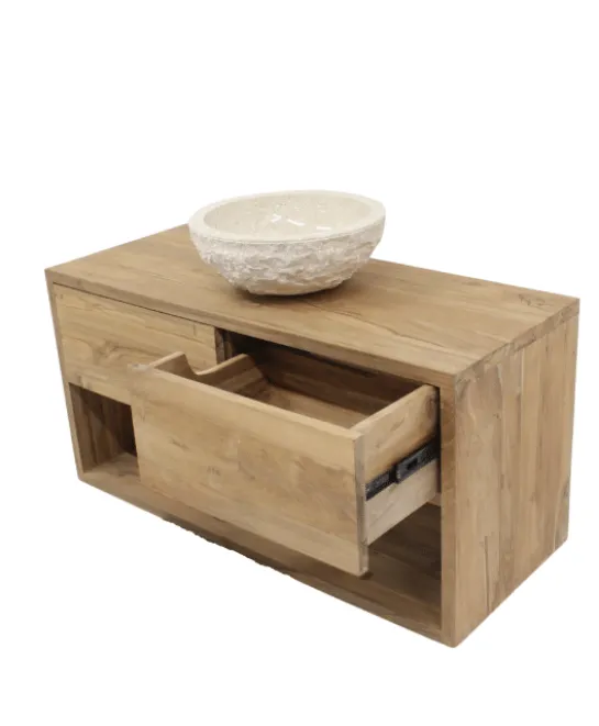 Hangend teak badkamermeubel