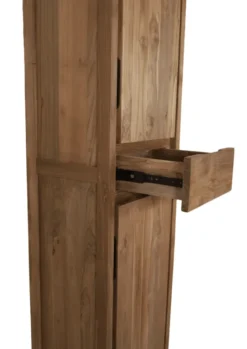 Hoge smalle teak houten badkamerkast 45x35x190 cm