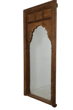 Houten spiegel met boog en houtsnijwerk 90×210 cm