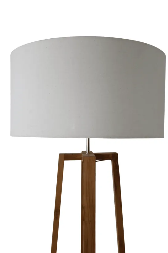 Houten Vloerlamp – Strak & Minimalistisch met Witte Kap