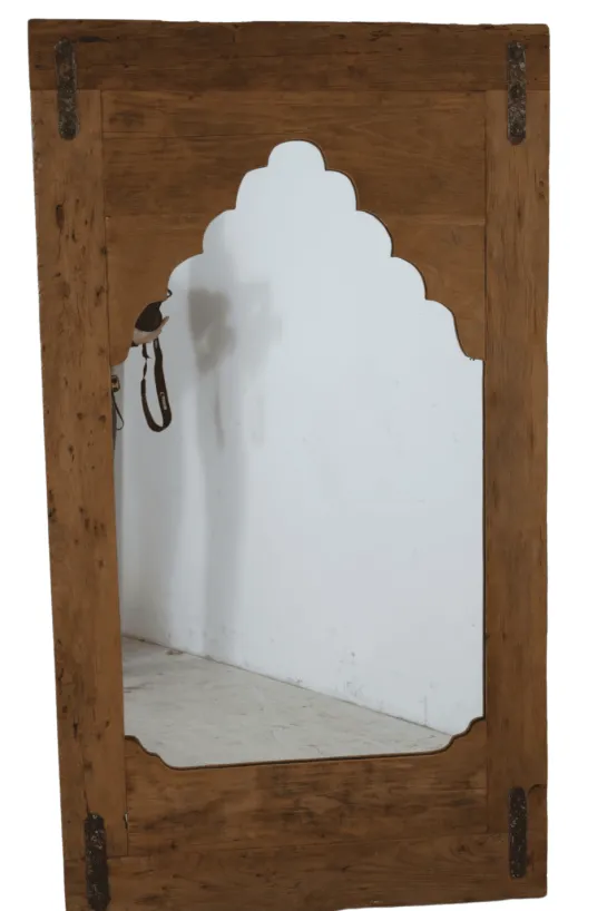 Indische Oud Teak Houten Spiegel