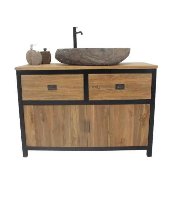Industrieel dressoir ruw teakhout