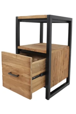 2 industrieel teak nachtkastjes