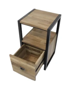 2 industrieel teak nachtkastjes