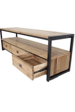 Industrieel tv meubel teak hout