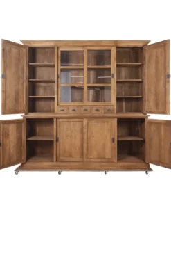 Klassieke Landelijke Teak Houten Vitrinekast