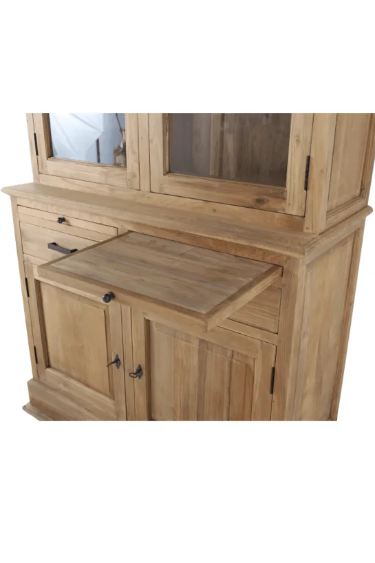 Kleine massief teak vitrinekast 120 cm
