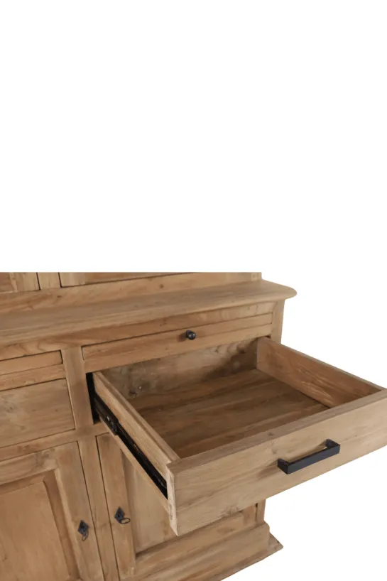 Kleine massief teak vitrinekast 120 cm
