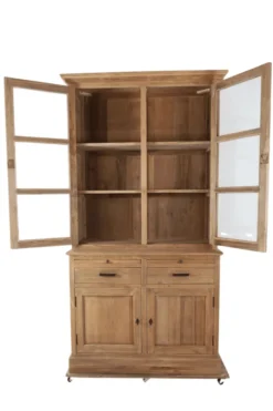 Kleine massief teak vitrinekast 120 cm