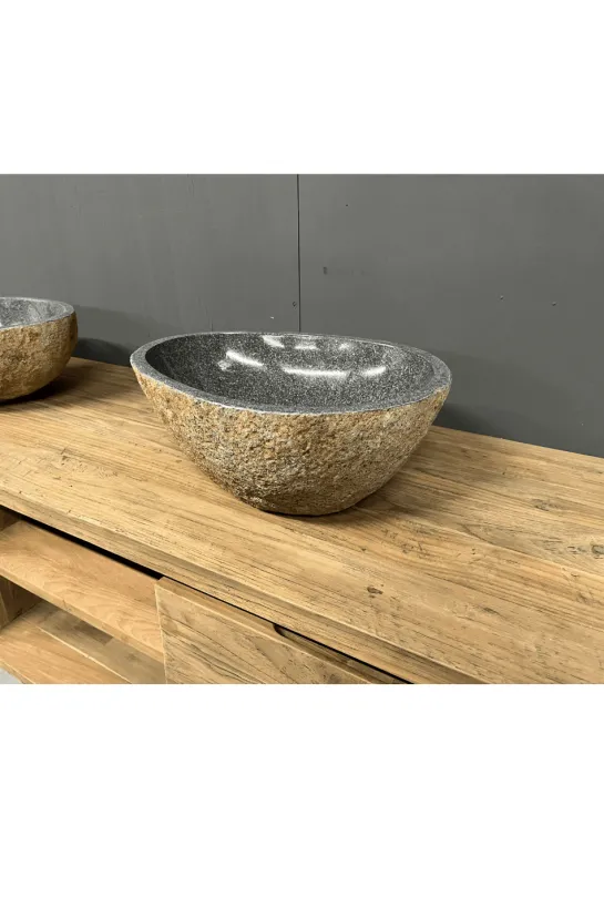Kleine Ronde Twin Set Rivierkeien Wasbakken – Set van 2