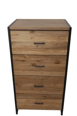 Ladekast van Teakhout met Metaal 60x45x110 cm