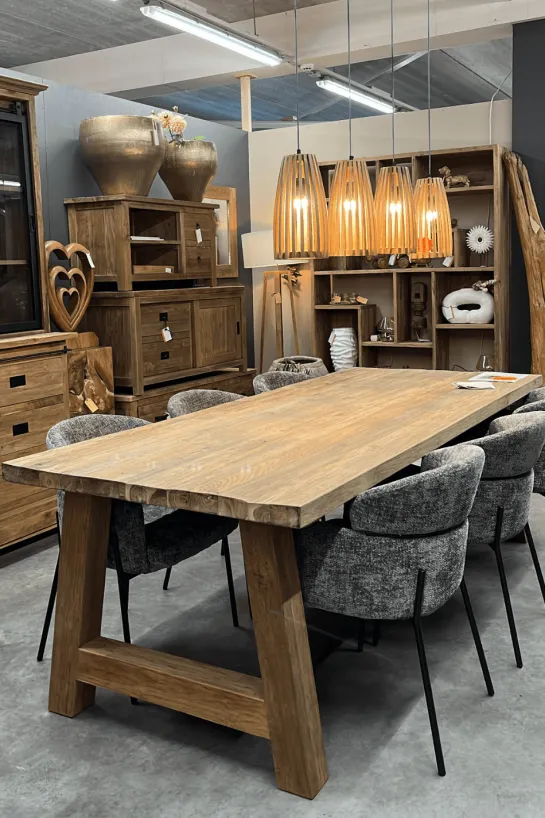 Landelijke eettafel van gerecycled teak 240 cm met a poten