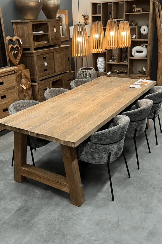 Landelijke eettafel van gerecycled teak 240 cm met a poten