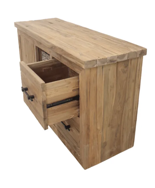 Landelijk teakhouten badkamer meubel 145 cm