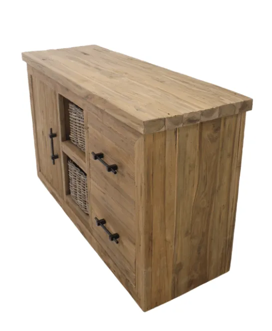 Landelijk teakhouten badkamer meubel 145 cm