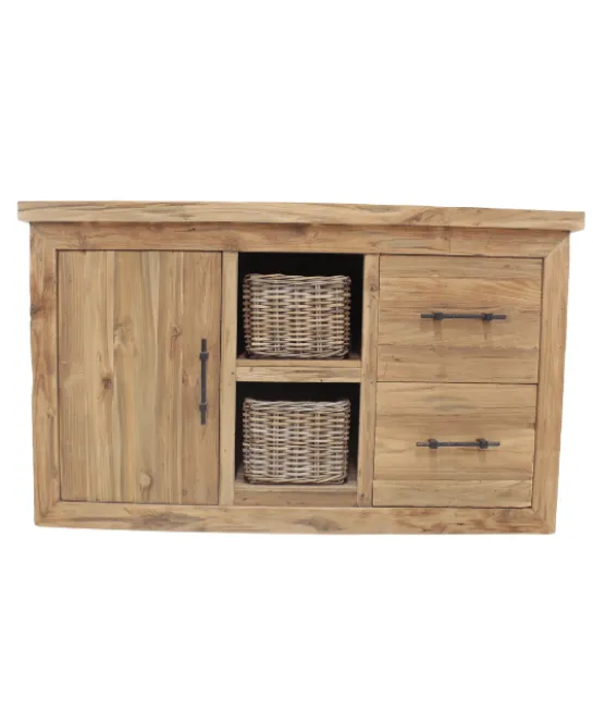 Landelijk teakhouten badkamer meubel 145 cm
