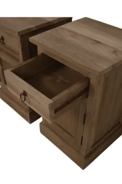 Landelijk Teakhouten Nachtkastje set van 2 stuks