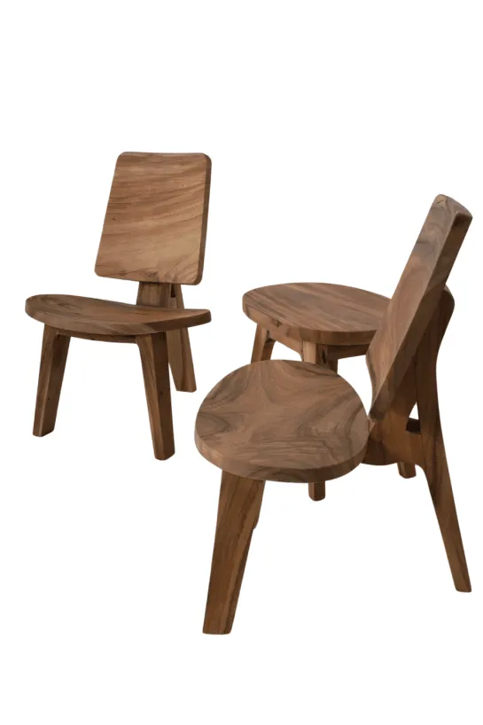Lounge setje 2 stoelen en 1 tafeltje suar hout