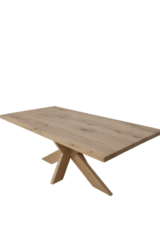 Massief eiken houten eettafel met eiken houten matrixpoot 200 cm