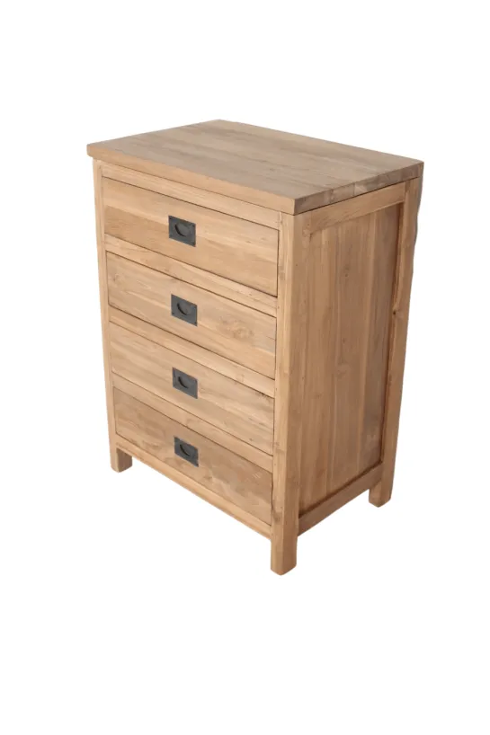 Massief teakhouten ladekastje 60x40x85h
