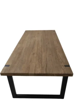 Massieve Teakhouten Eettafel met Metalen U-Poten – Uniek Design