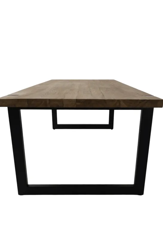 Massieve Teakhouten Eettafel met Metalen U-Poten – Uniek Design