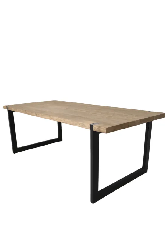 Massieve Teakhouten Eettafel met Metalen U-Poten – Uniek Design
