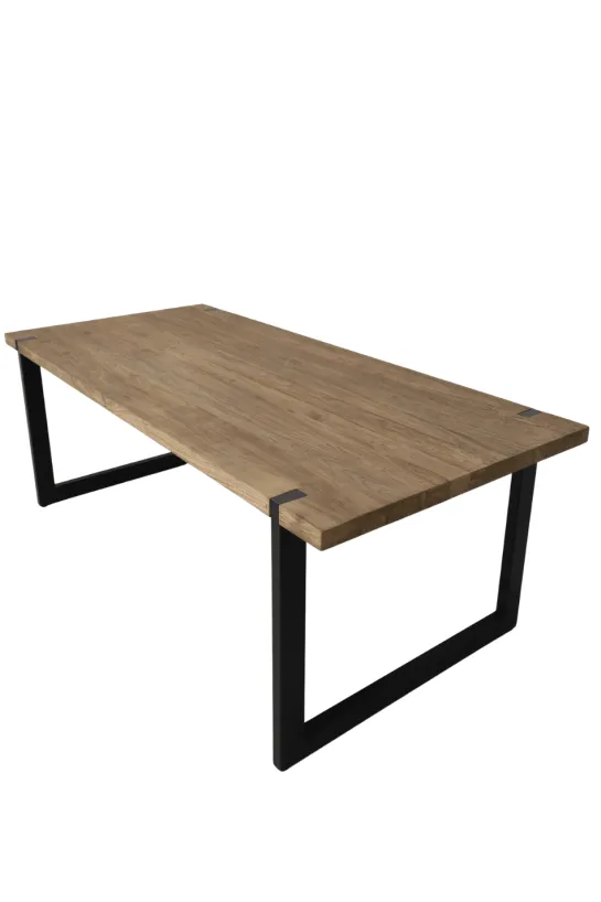 Massieve Teakhouten Eettafel met Metalen U-Poten – Uniek Design