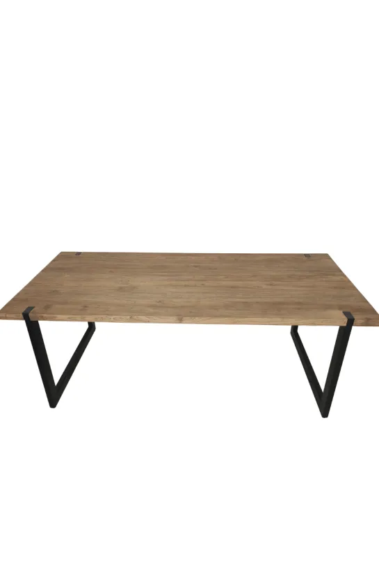 Massieve Teakhouten Eettafel met Metalen U-Poten – Uniek Design