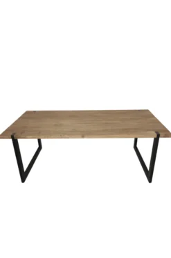 Massieve Teakhouten Eettafel met Metalen U-Poten – Uniek Design