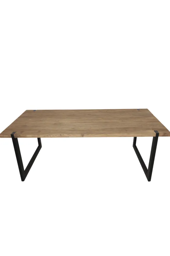 Massieve Teakhouten Eettafel met Metalen U-Poten – Uniek Design