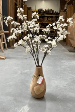 Mooie flessen vaas teak hout