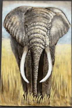 Olifanten schilderij van metaal 80 x 120 cm