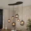 Organische Hanglamp – Stellar Black 6-lichts met zwart glas