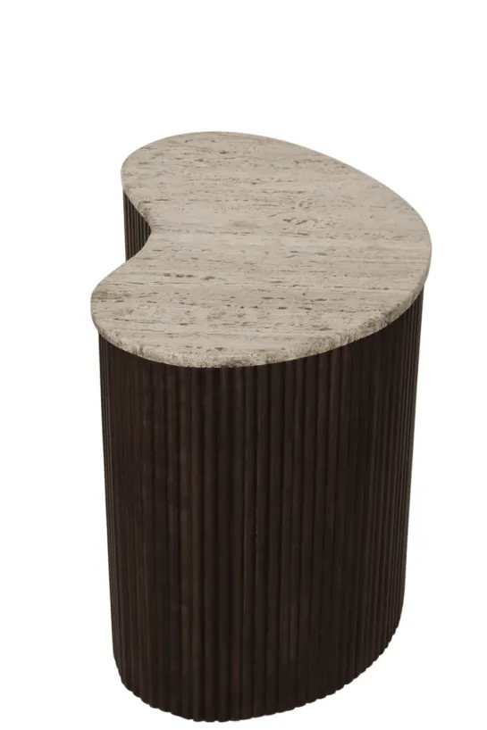 Organische Salontafels van Mango Hout met Travertin Blad set van 2