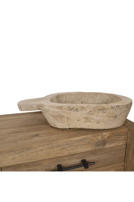 Oude houten schaal beige 70x45x15 cm