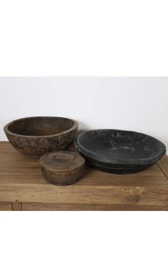 Oude houten schaal bruin